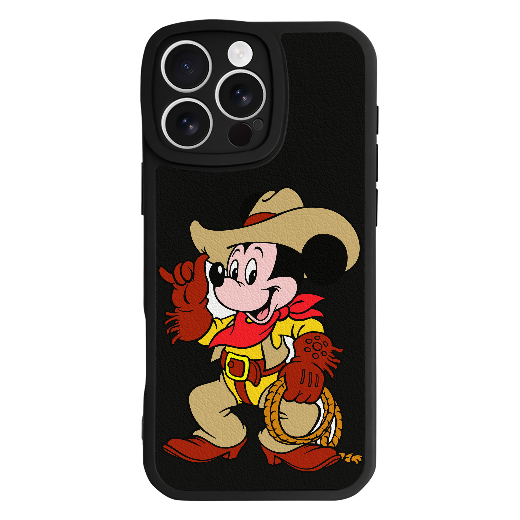 （画像用） ミッキーマウス Mickey Mouse 【iPhone 16シリーズ対応】シリコンスマホケース（レザー調） 材質：シリコン